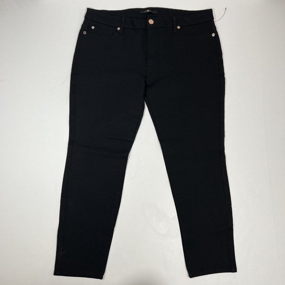 7 For All Mankind Black Jeggings Skinny Jeans Women's 32 Cropped Ankle Flaw - Picture 1 of 11